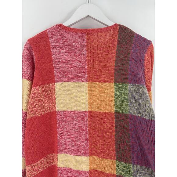 Coldwater Creek Cardigan Sweater Womens Large Multicolor Patchwork Button Knit - Picture 10 of 16